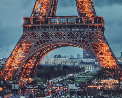 The Eiffel Tower in Paris, France, a classic highlight on multi-country European vacations
